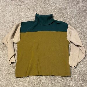 Free People Women's Small Colorblock Turtleneck Sweater